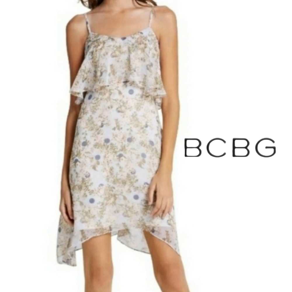 NWT BCBG very flirty floral. Femanine and flowy SUMMER DRESS Semi Formal
